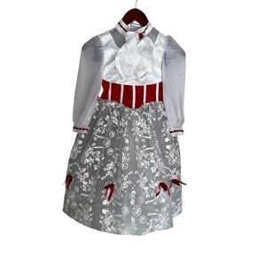 Disney Mary Poppins 1964 Red White Fair Dress Dress Girls 5/6 Deluxe Costume